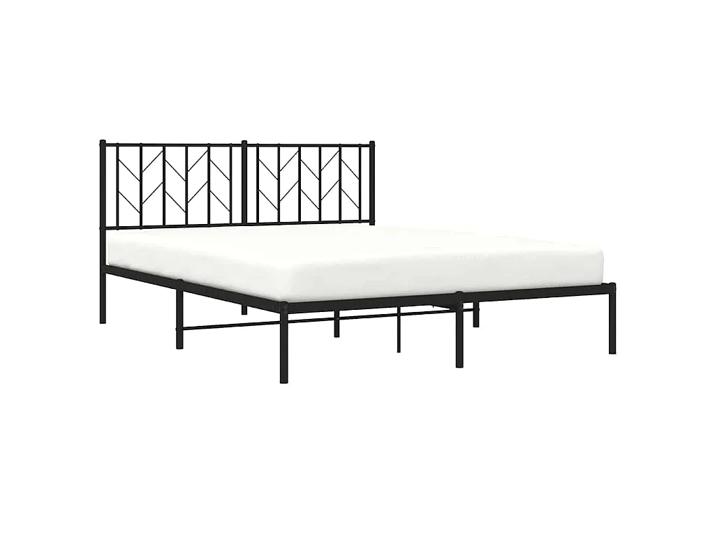 Cadre de lit métal sans matelas avec tête de lit noir 150x200cm