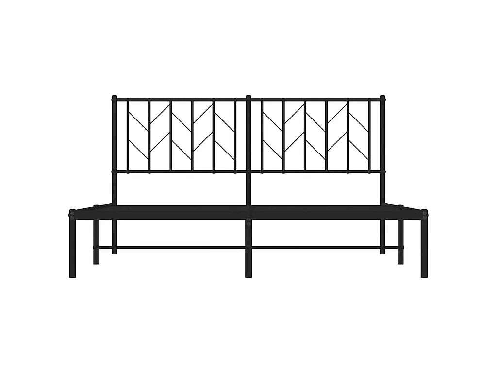Cadre de lit métal sans matelas avec tête de lit noir 150x200cm