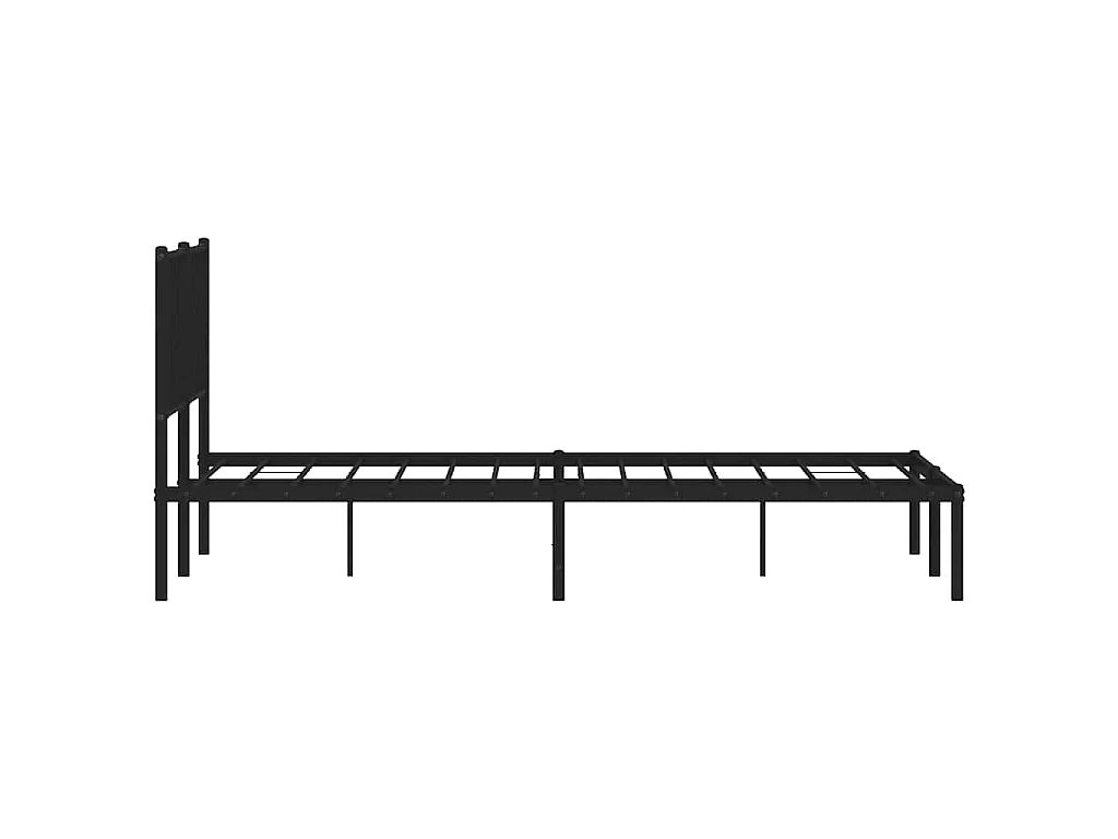 Cadre de lit métal sans matelas avec tête de lit noir 150x200cm