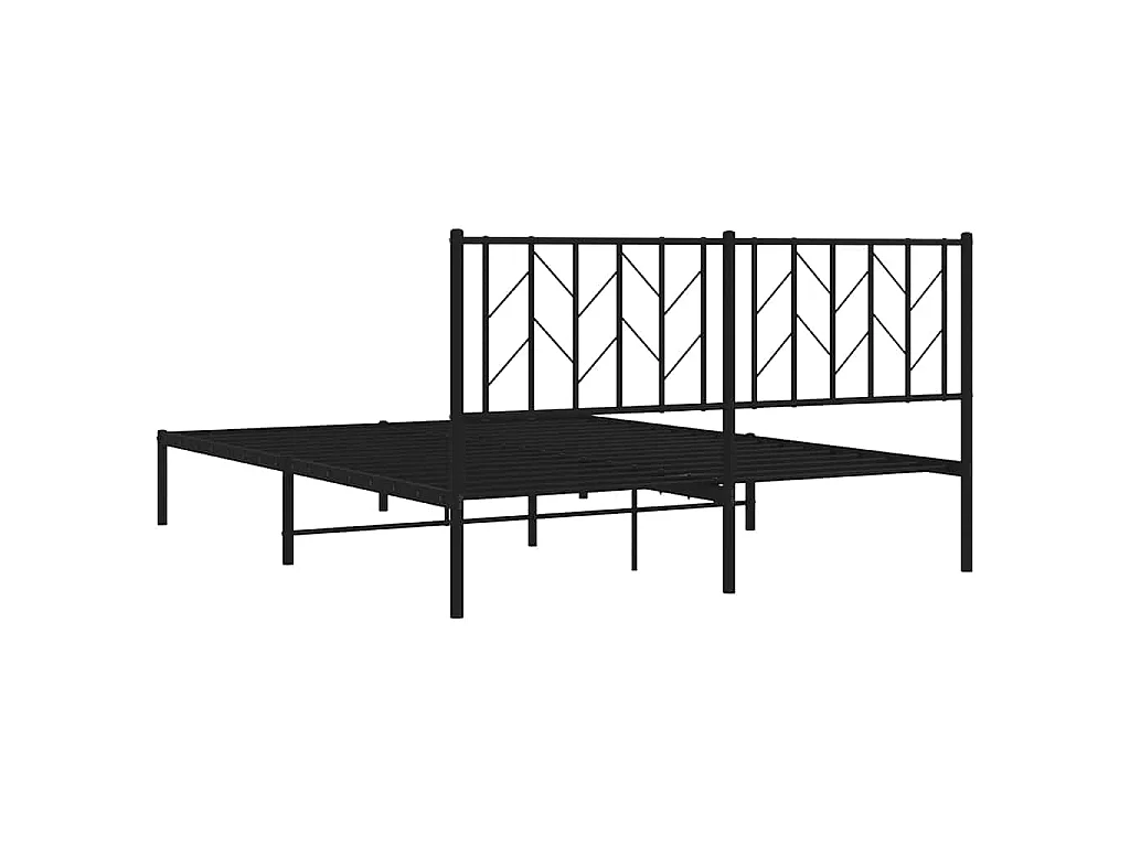 Cadre de lit métal sans matelas avec tête de lit noir 150x200cm