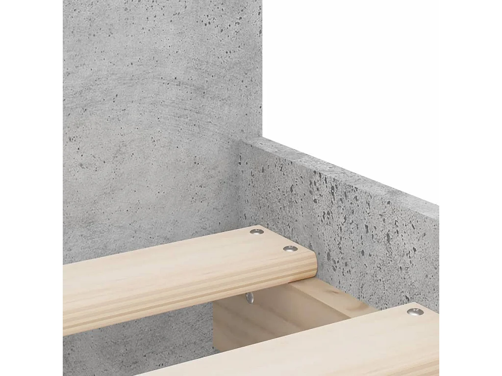 Cadre de lit avec tiroirs sans matelas gris béton 100x200 cm