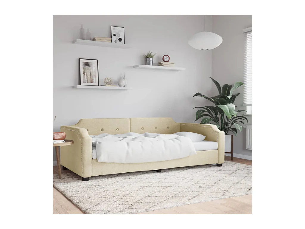 Lit de repos sans matelas crème 90x200 cm tissu