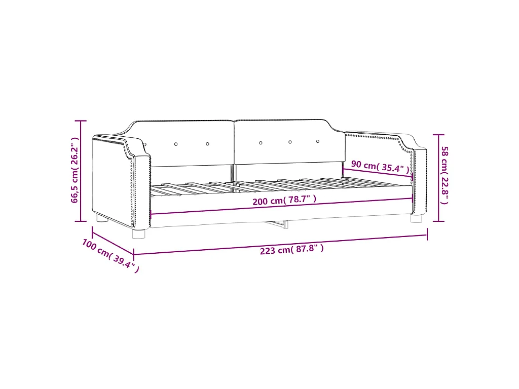 Slaapbank 90x200 cm stof crèmekleurig