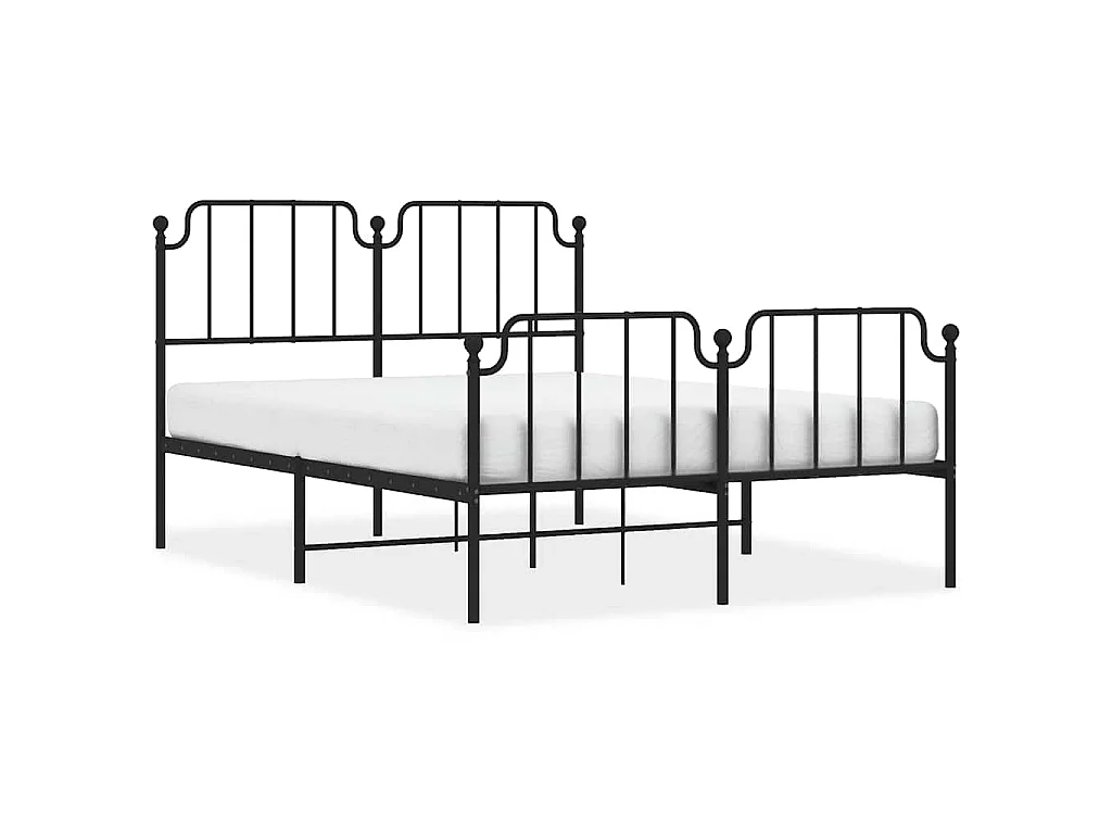Cadre de lit métal sans matelas avec pied de lit noir 150x200cm