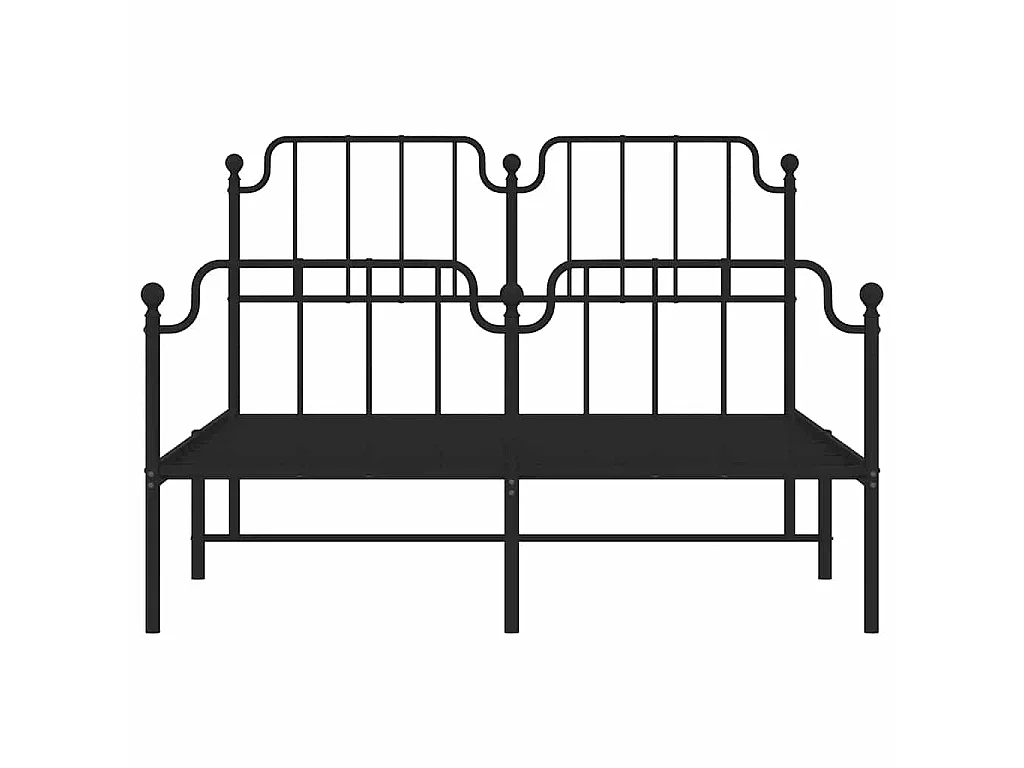 Cadre de lit métal sans matelas avec pied de lit noir 150x200cm