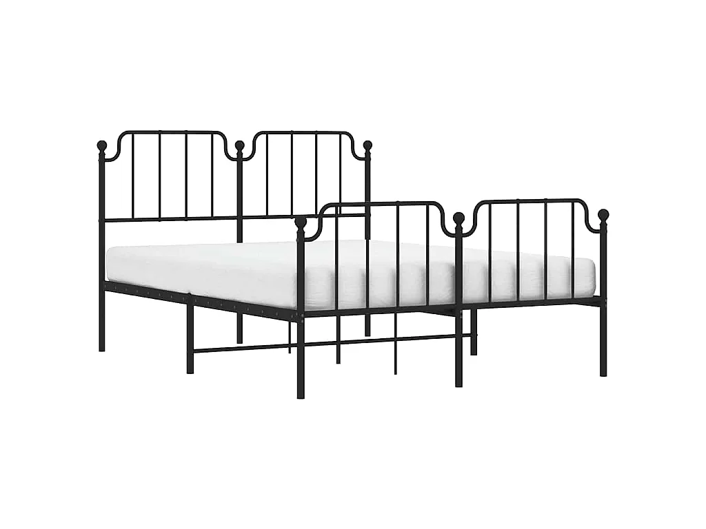 Cadre de lit métal sans matelas avec pied de lit noir 150x200cm