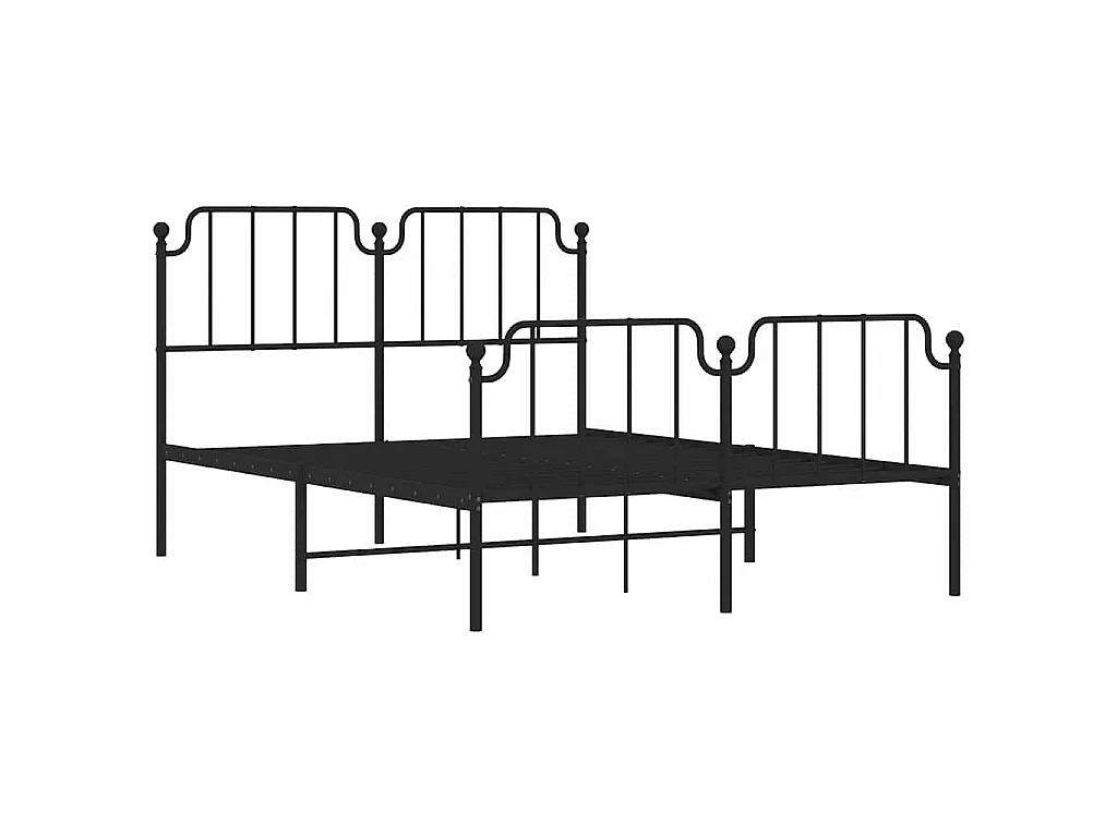 Cadre de lit métal sans matelas avec pied de lit noir 150x200cm
