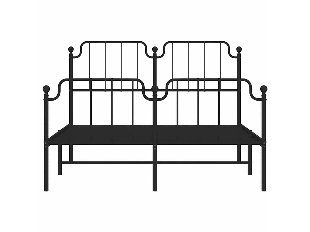 Cadre de lit métal sans matelas avec pied de lit noir 150x200cm