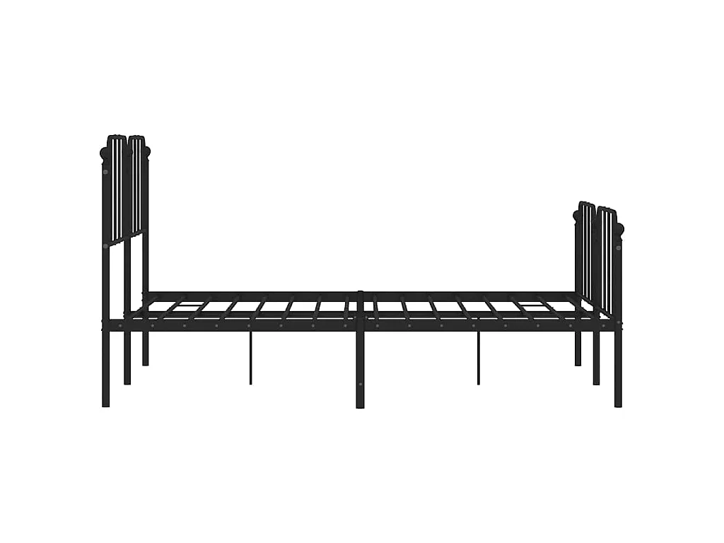 Cadre de lit métal sans matelas avec pied de lit noir 150x200cm