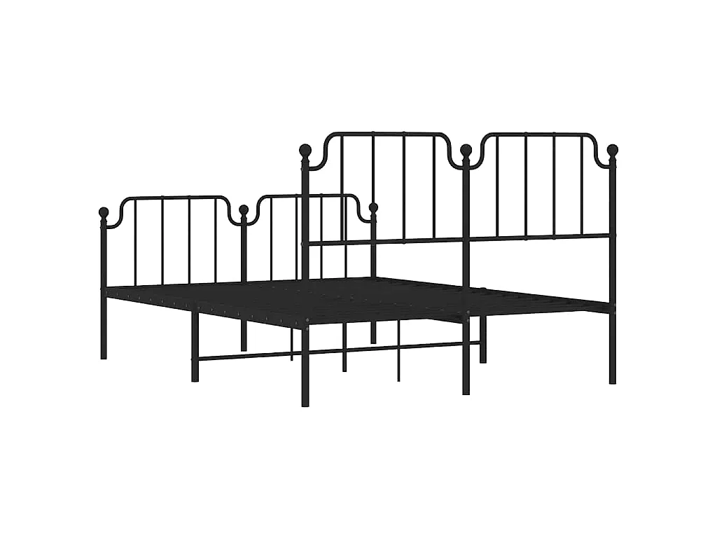 Cadre de lit métal sans matelas avec pied de lit noir 150x200cm