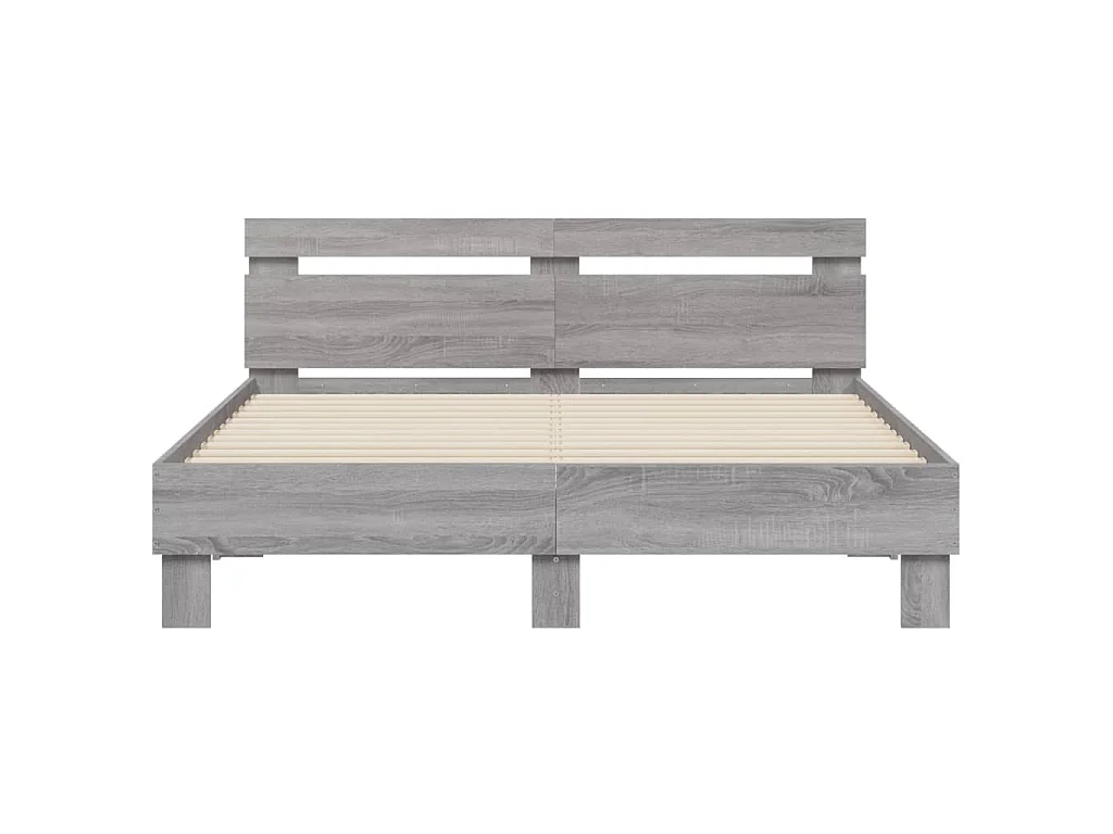 Bedframe met hoofdeinde bewerkt hout grijs sonoma 140x190 cm