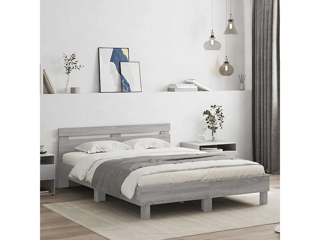 Cadre de lit sans matelas sonoma gris 140x190 cm