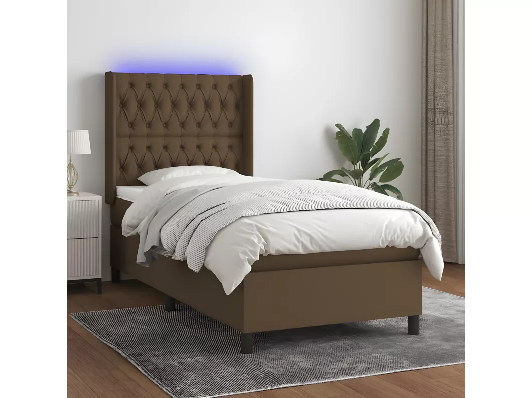 Kauf Unique Boxspringbett mit Matratze & LED Dunkelbraun 90x190 cm Stoff