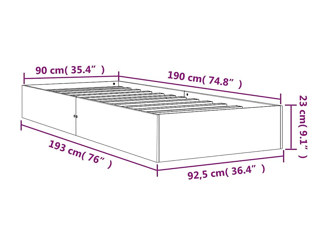 Cadre de lit sans matelas cire marron 90x190 cm bois pin massif