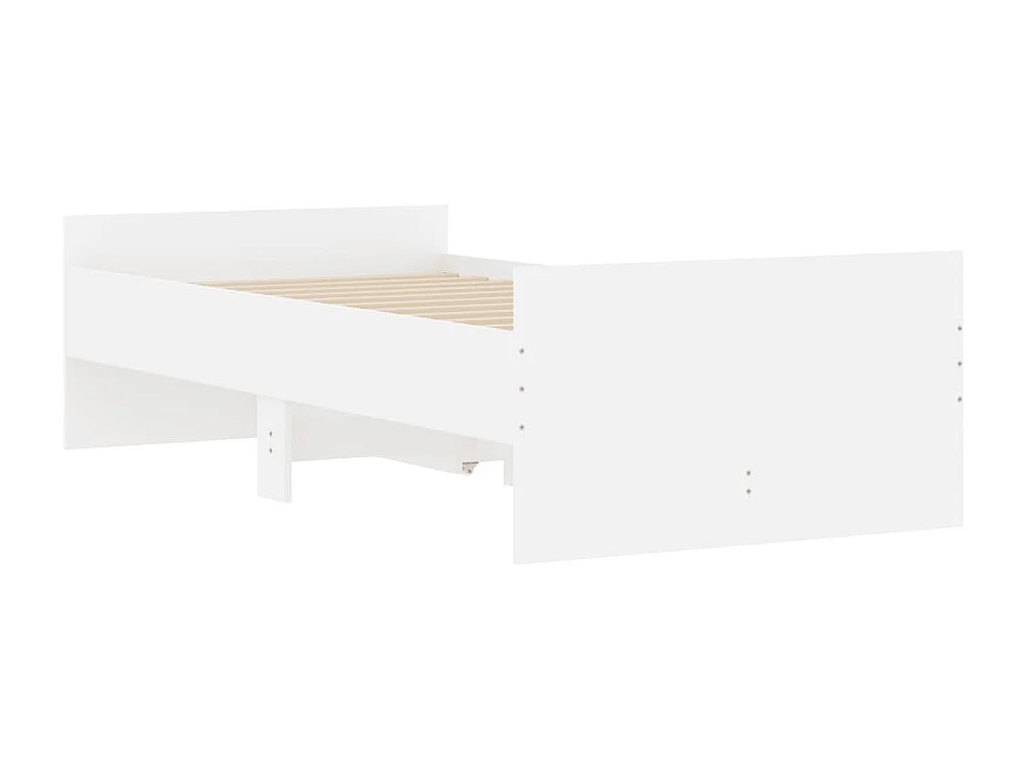 Cadre de lit avec tiroirs sans matelas blanc 100x200 cm