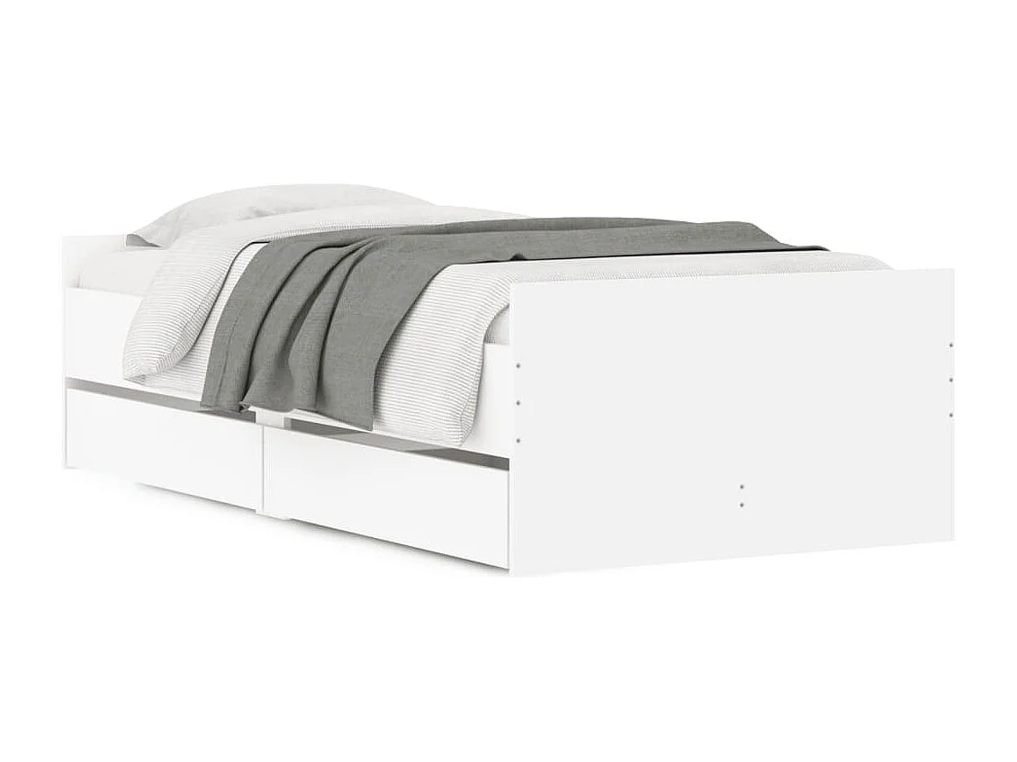 Cadre de lit avec tiroirs sans matelas blanc 100x200 cm