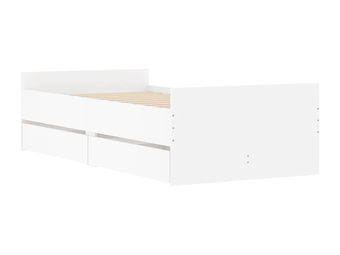 Cadre de lit avec tiroirs sans matelas blanc 100x200 cm