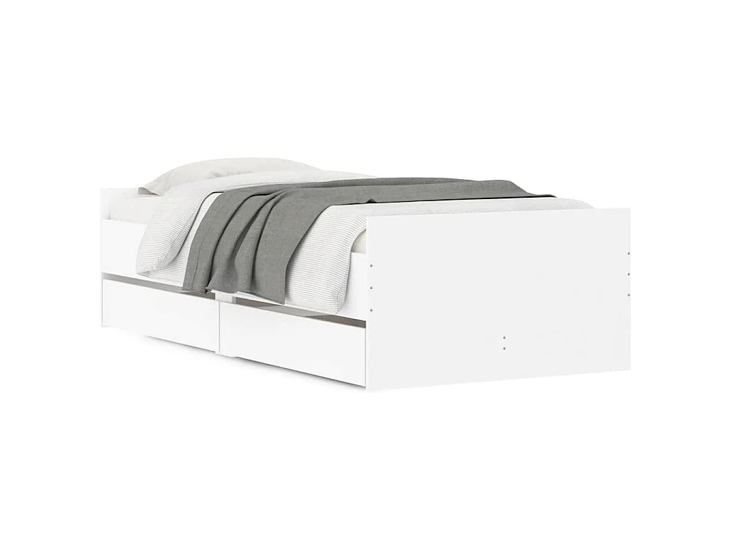 Cadre de lit avec tiroirs sans matelas blanc 100x200 cm