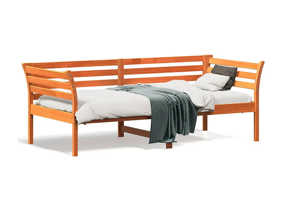 Lit de jour sans matelas cire marron 90x190 cm bois pin massif