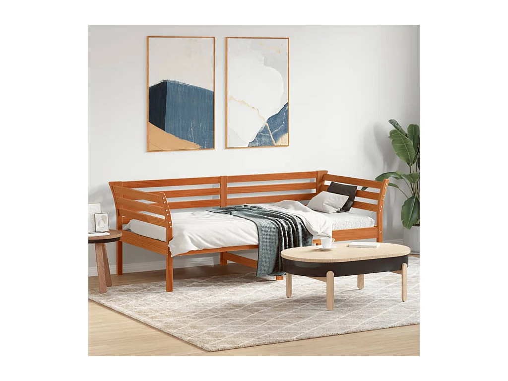 Lit de jour sans matelas cire marron 90x190 cm bois pin massif