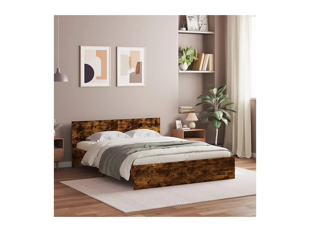Cadre de lit sans matelas chêne fumé 140x200 cm