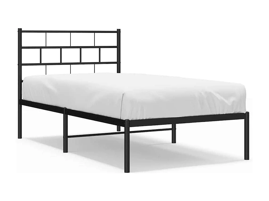 Cadre de lit métal sans matelas avec tête de lit noir 100x200cm