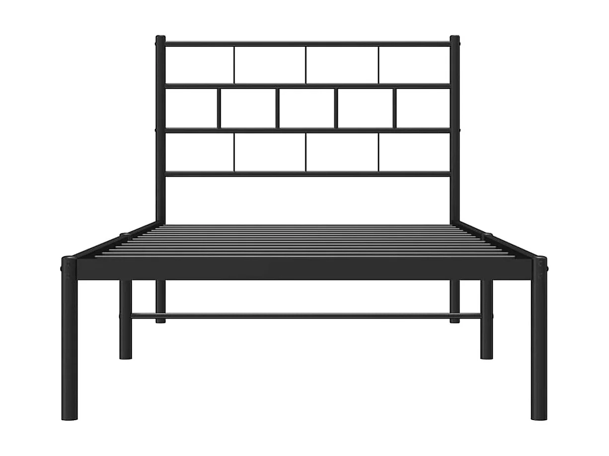 Cadre de lit métal sans matelas avec tête de lit noir 100x200cm