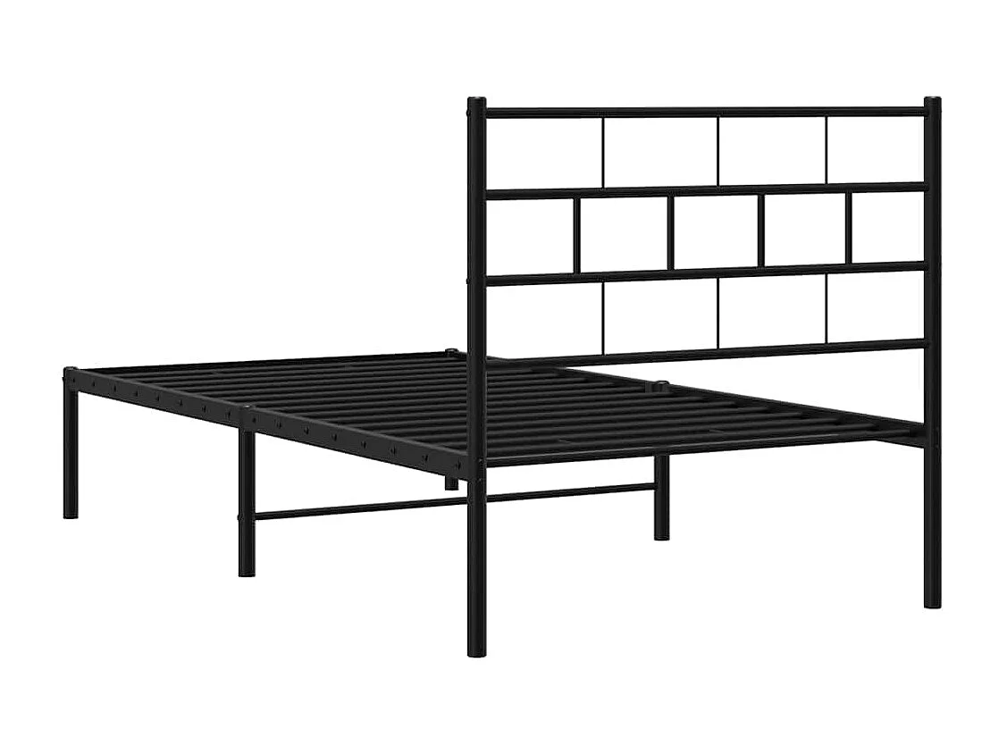 Cadre de lit métal sans matelas avec tête de lit noir 100x200cm