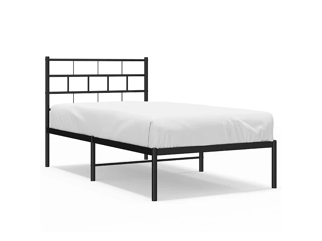 Cadre de lit métal sans matelas avec tête de lit noir 100x200cm