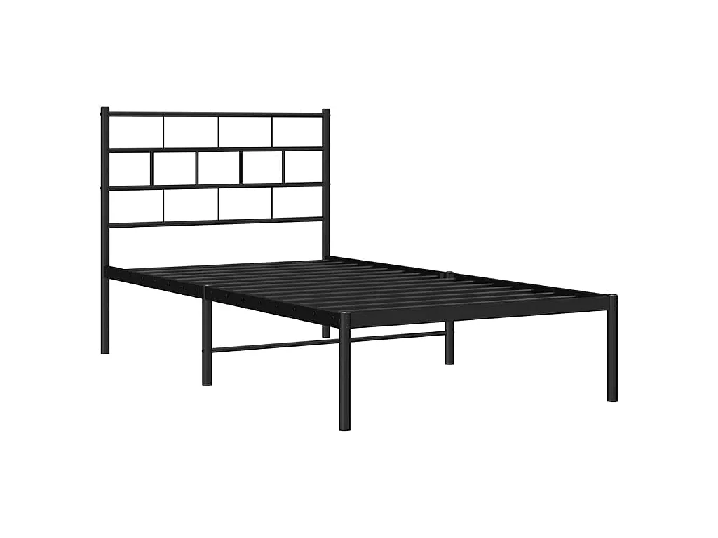 Cadre de lit métal sans matelas avec tête de lit noir 100x200cm