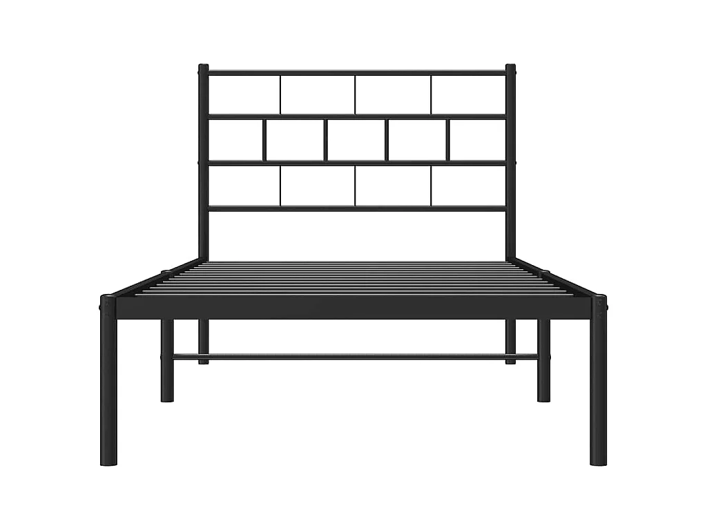 Cadre de lit métal sans matelas avec tête de lit noir 100x200cm