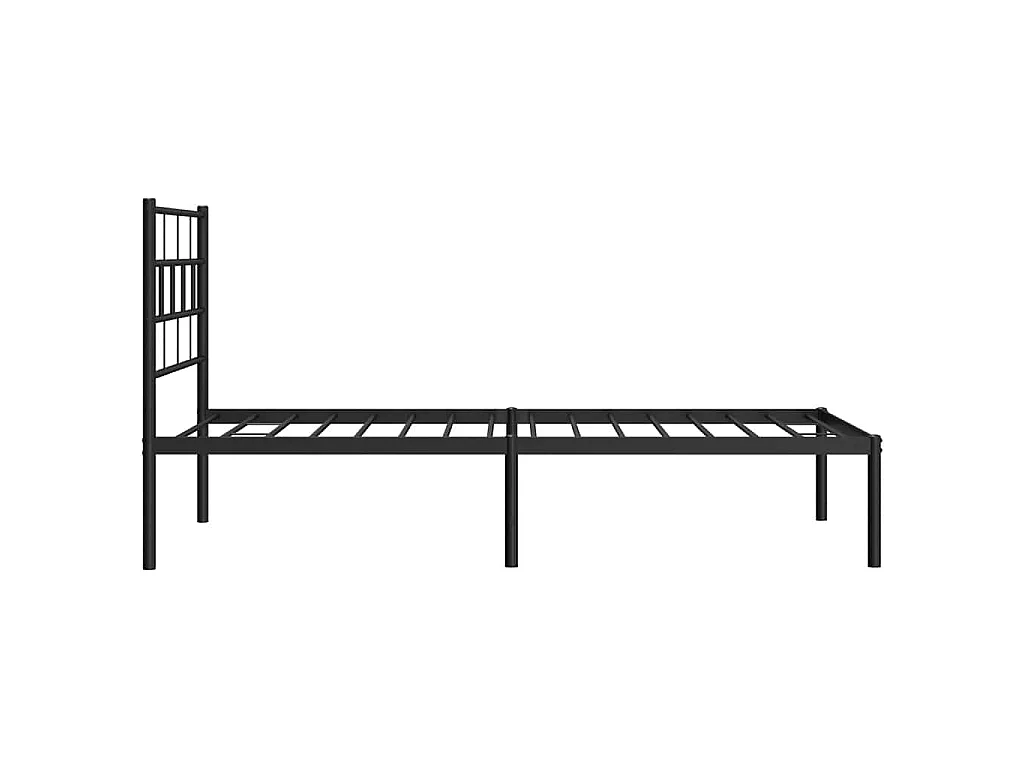 Cadre de lit métal sans matelas avec tête de lit noir 100x200cm