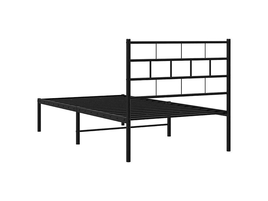 Cadre de lit métal sans matelas avec tête de lit noir 100x200cm