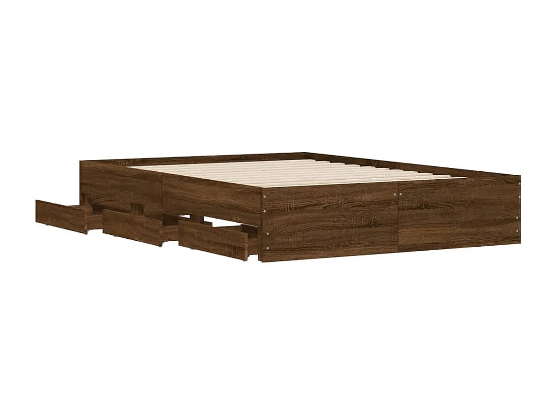 Bedframe met lades bewerkt hout bruin eikenkleur 120x200 cm