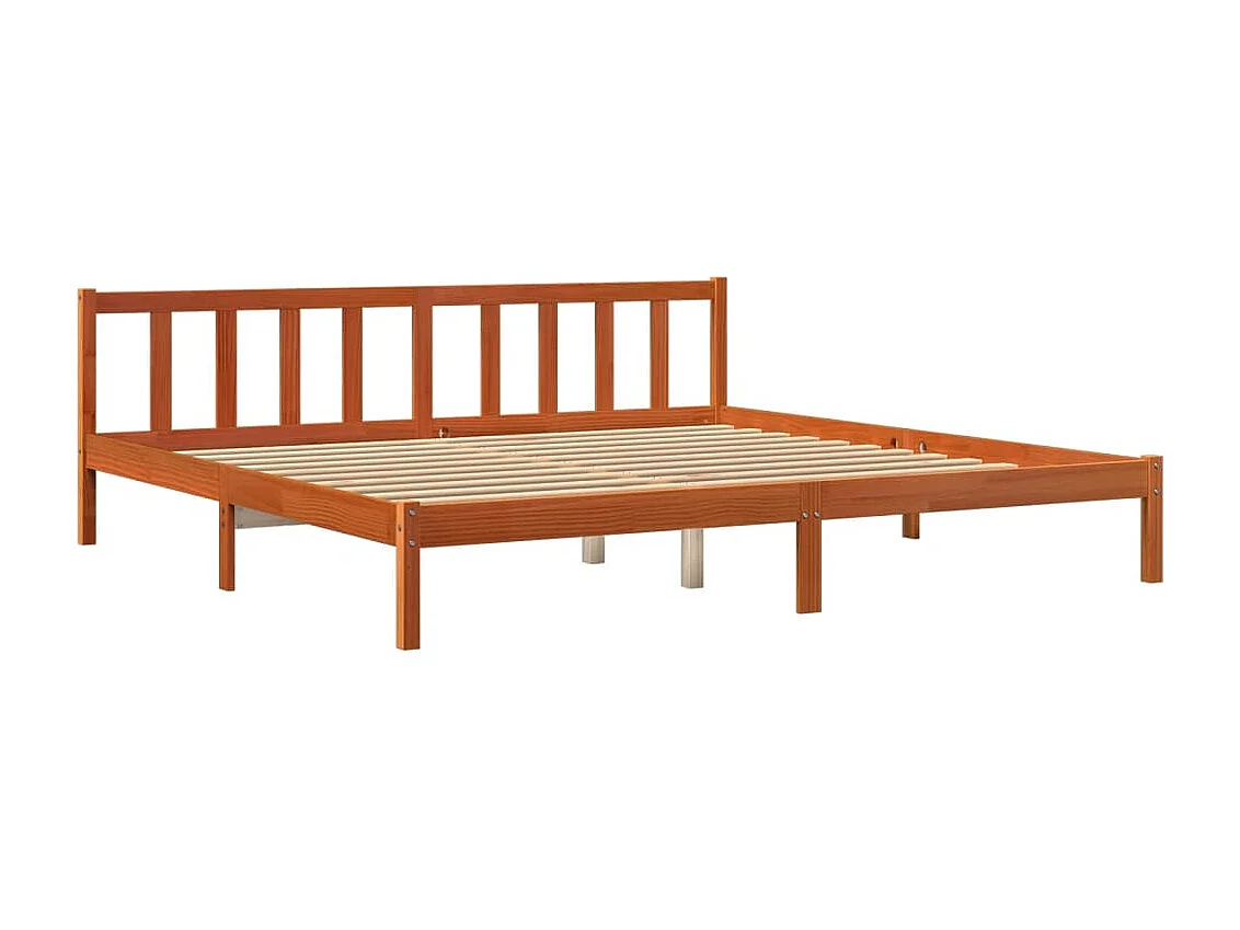 Bedframe zonder matras massief grenenhout wasbruin 180x200 cm