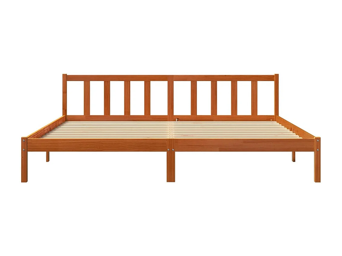 Bedframe zonder matras massief grenenhout wasbruin 180x200 cm