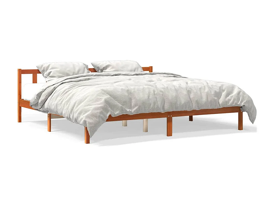 Cadre de lit sans matelas cire marron 180x200cm bois pin massif