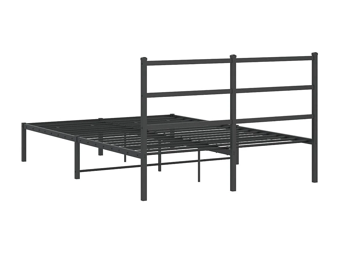 Bedframe met hoofdbord metaal zwart 140x190 cm