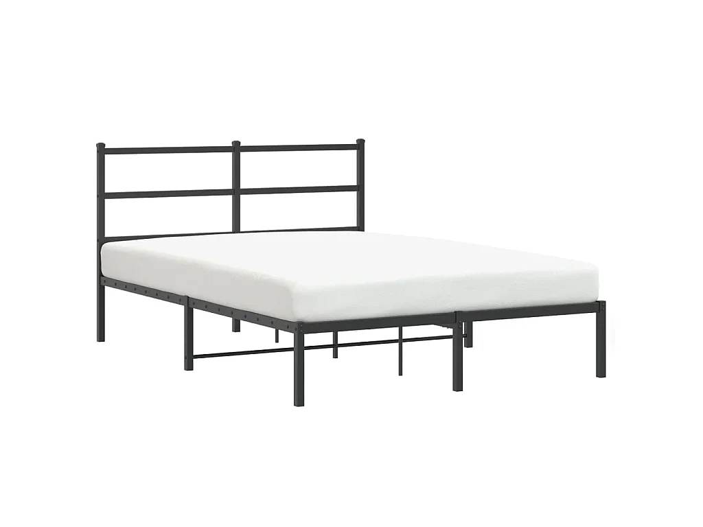 Estructura cama sin colchón con cabecero metal negro 140x190 cm