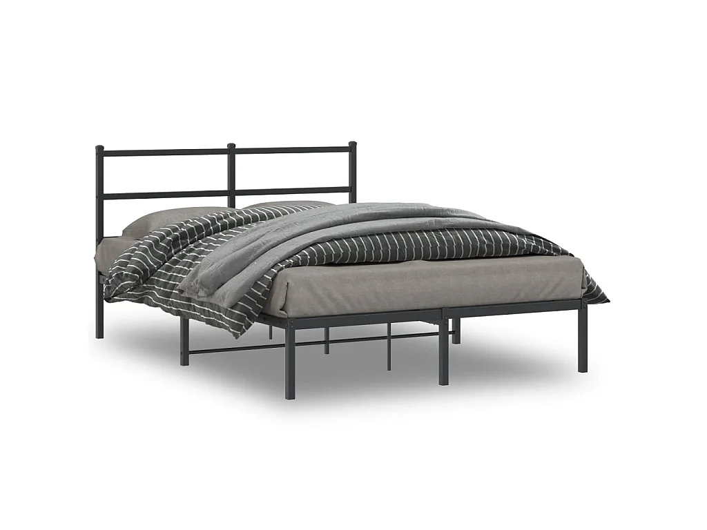 Estructura cama sin colchón con cabecero metal negro 140x190 cm