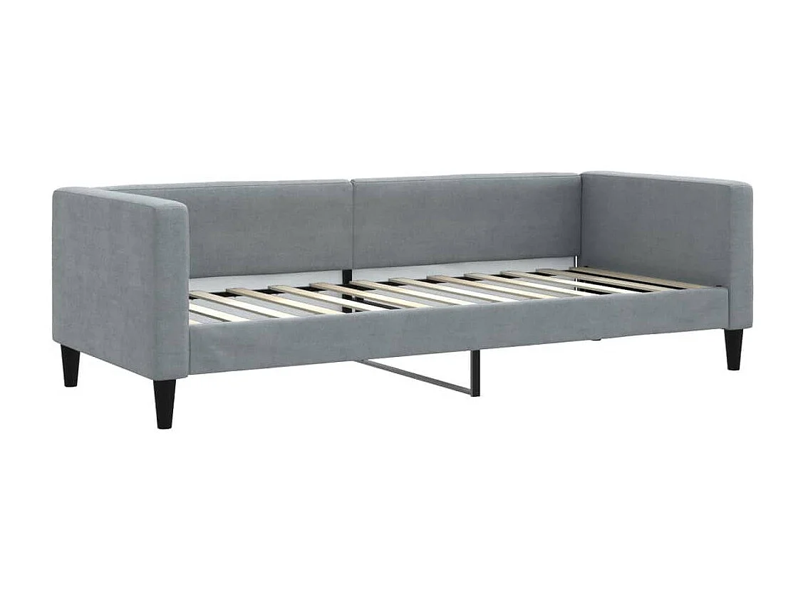 Lit de jour avec gigogne et matelas gris clair 80x200 cm tissu