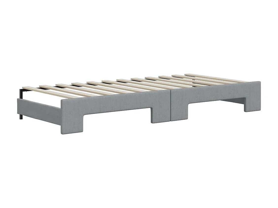 Lit de jour avec gigogne et matelas gris clair 80x200 cm tissu