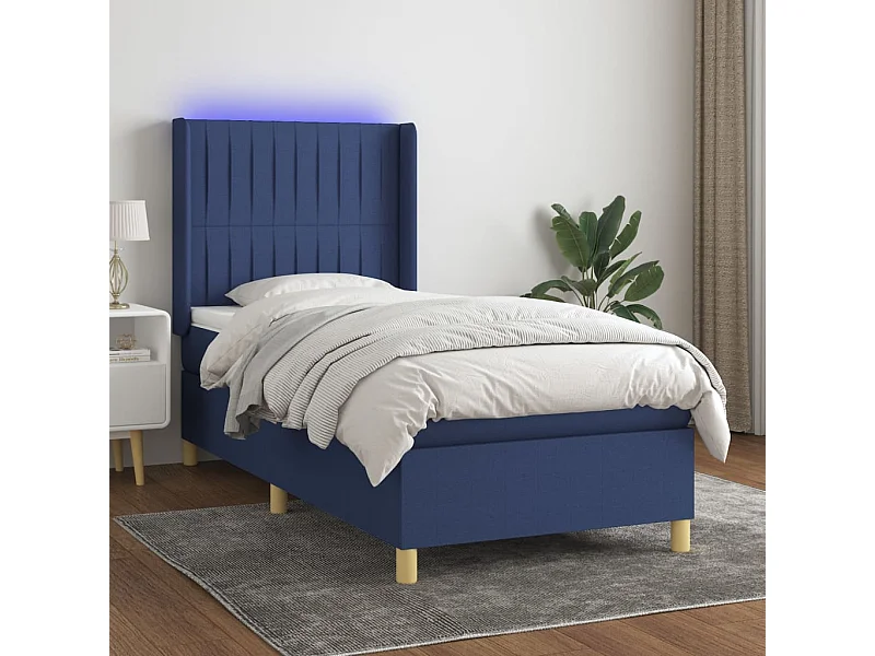 Boxspringbett mit Matratze & LED Blau 80x200 cm Stoff