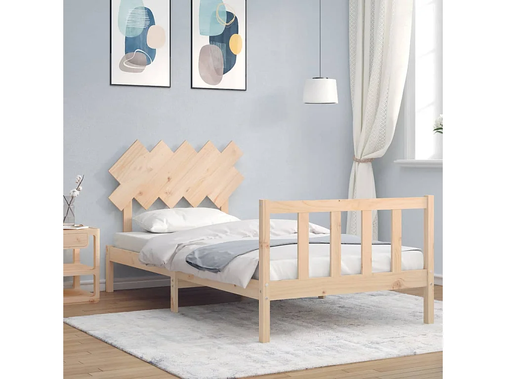 Cama sem colchão 100x200 cm madeira de pinho maciça