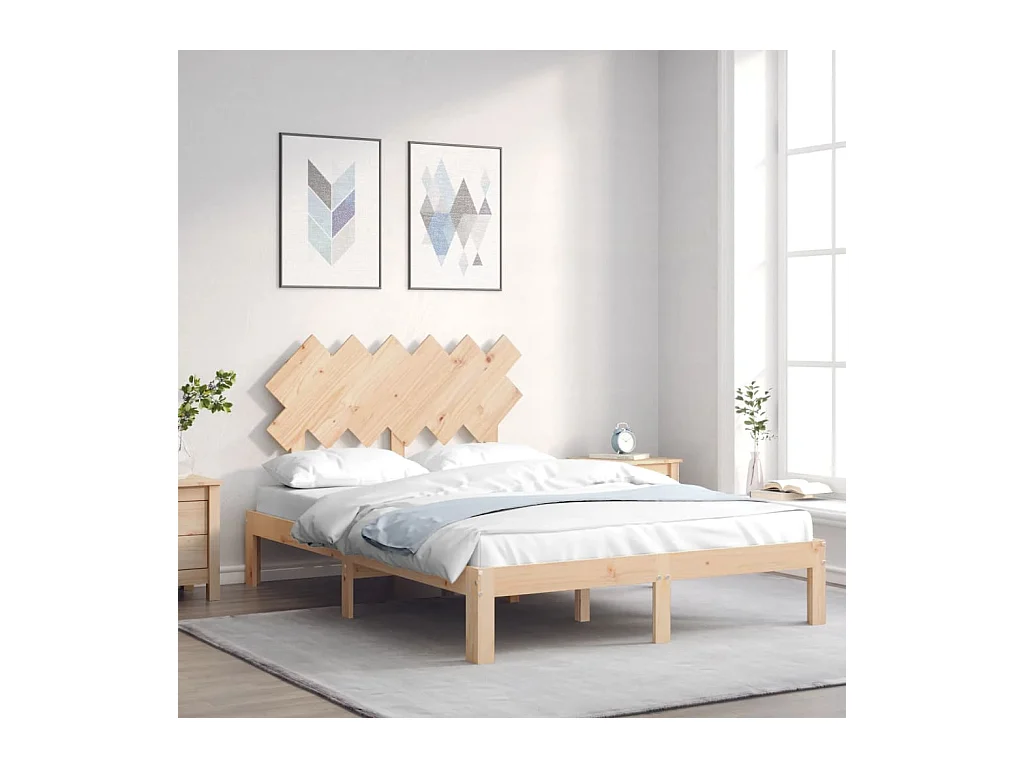 Bedframe met hoofdbord massief hout