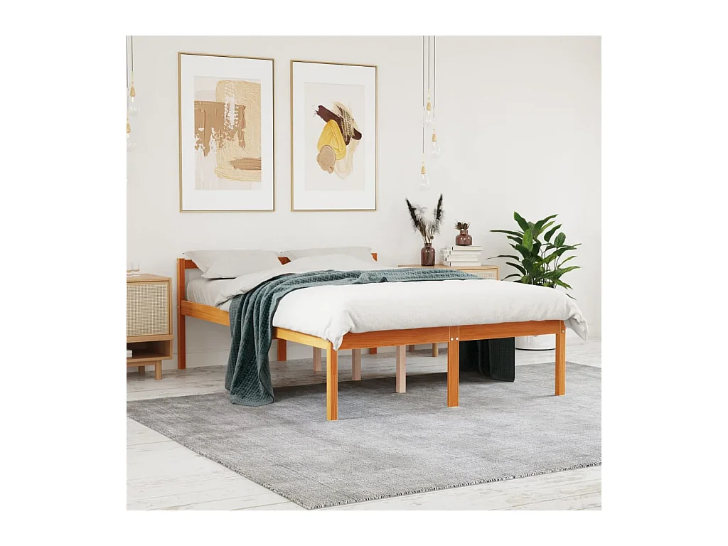Lit pour personne âgée sans matelas 135x190 cm bois pin massif
