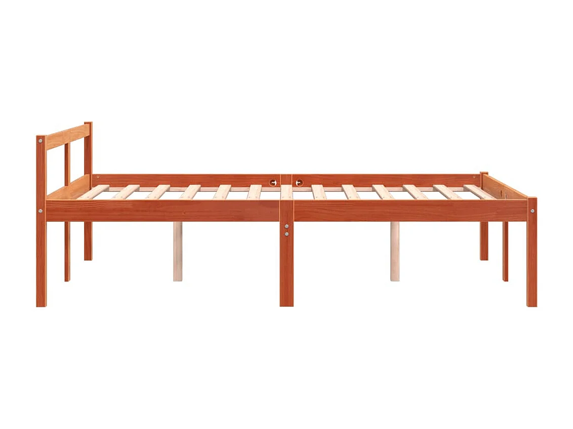 Letto per Anziani Marrone Cera 135x190 cm Legno Massello Pino