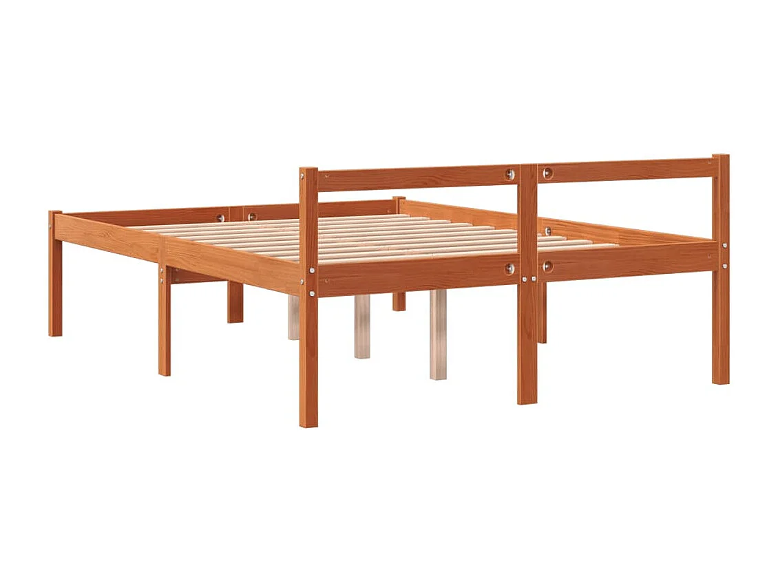 Letto per Anziani Marrone Cera 135x190 cm Legno Massello Pino