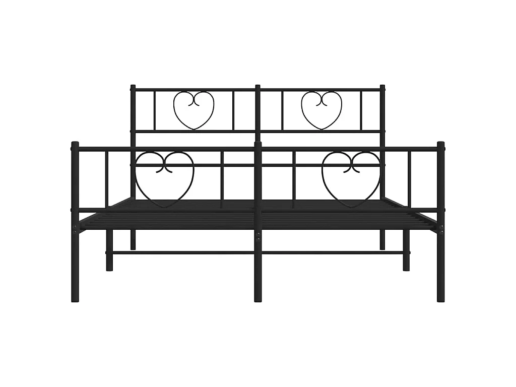 Cadre de lit métal sans matelas avec pied de lit noir 160x200cm