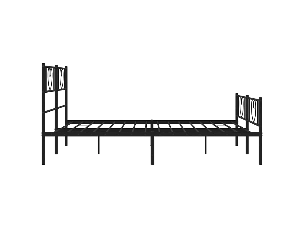 Cadre de lit métal sans matelas avec pied de lit noir 160x200cm
